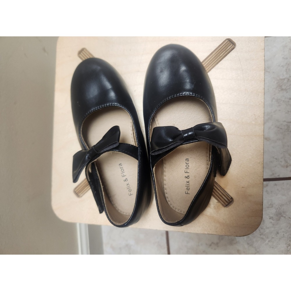 Felix &‎ Flora Girls Black Mary Jane Bow Dress Shoes B810 Size 10 Toddler kid